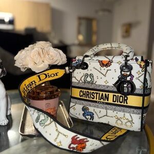 Christian Dior d lite White and Yellow Handbag